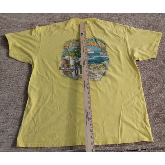 Harley-Davidson Rocky St Thomas Flames Mens T-Shirt Yellow Crew Vintage 1998 XL - Picture 7 of 12